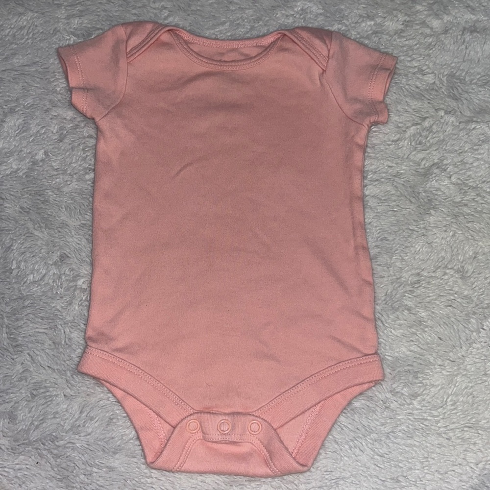 (3 for $10) George pink 3/6 month 100% cotton bodysuit